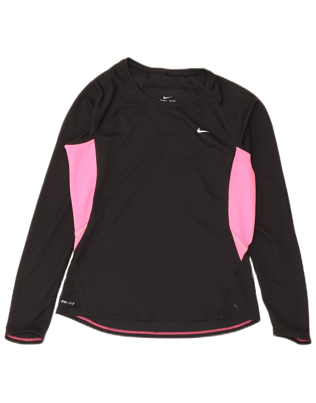 Top Nike Dri Fit da donna a maniche lunghe UK 12/14 Medium Black Colourblock