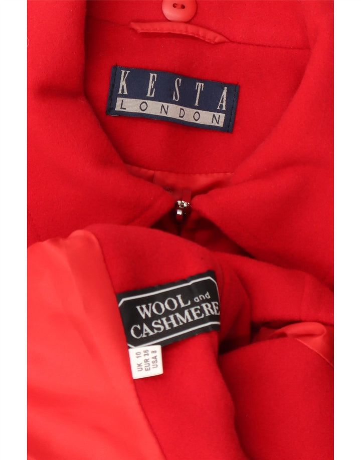 Giacca blazer con zip intera da donna Kesta London UK 10 piccola lana rossa
