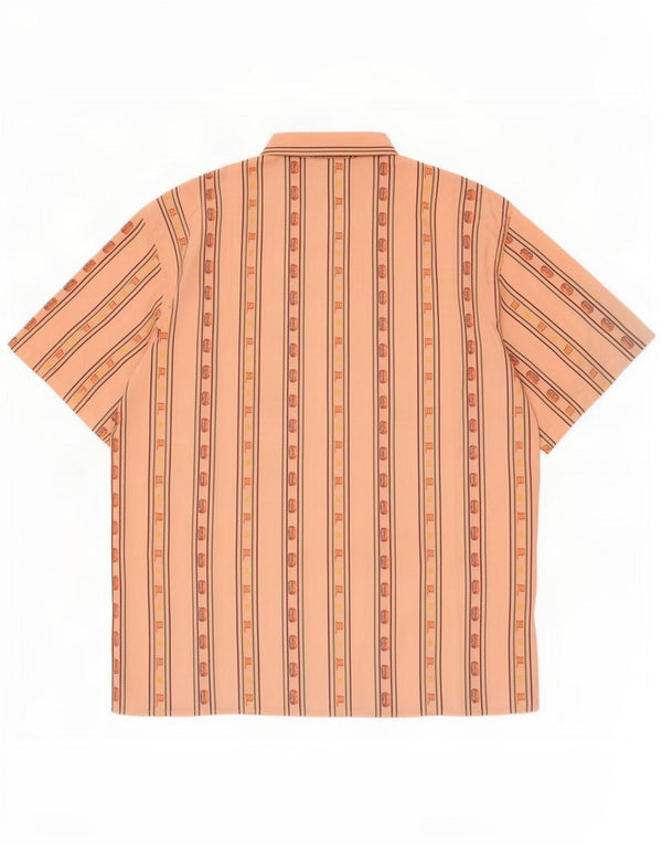 Camicia vintage da uomo a maniche corte Grande acetato a righe arancioni Retro