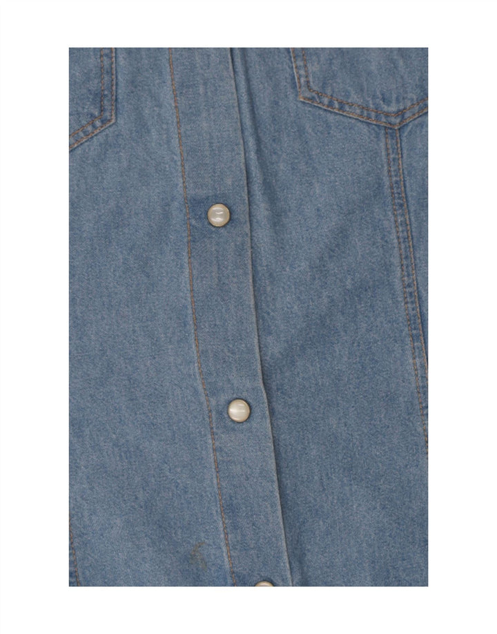 E Camicia Di Jeans Senza Maniche Da Donna IT 46 Large Blu Cotone
