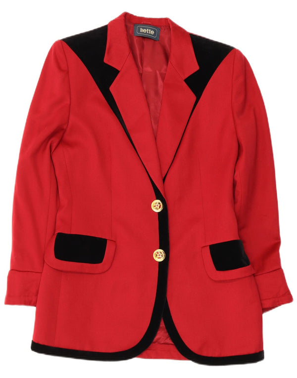 Vintage Womens 2 Button Longline Blazer Jacket UK 12 Medium Red Colourblock