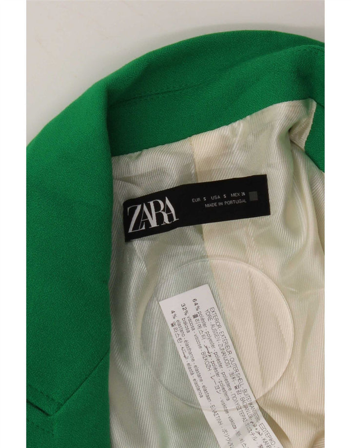 Giacca blazer doppiopetto da donna Zara UK 10 piccola verde poliestere