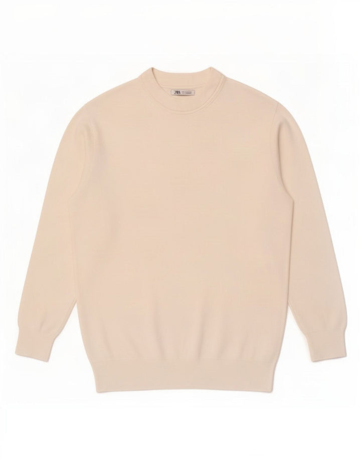 Maglione Zara da uomo girocollo in viscosa bianca media