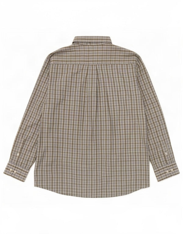 Camicia da uomo Dockers taglia 17 1/2 XL cotone a quadri kaki