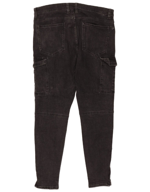 Jeans cargo slim da uomo Zara EU 46 XL W36 L29 cotone nero