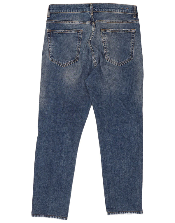 Jeans corti invecchiati da uomo Zara EU 42 Large W32 L26 cotone blu
