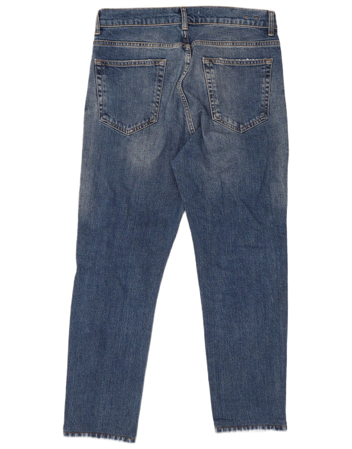 Jeans corti invecchiati da uomo Zara EU 42 Large W32 L26 cotone blu