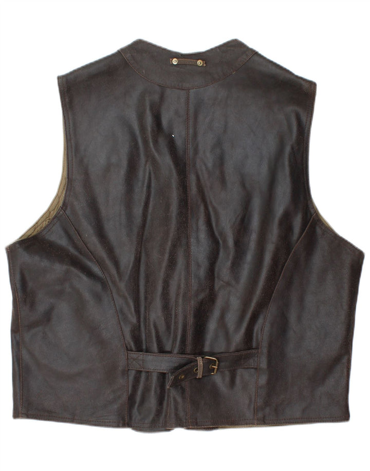 Gilet in pelle da uomo VINTAGE XL in pelle marrone