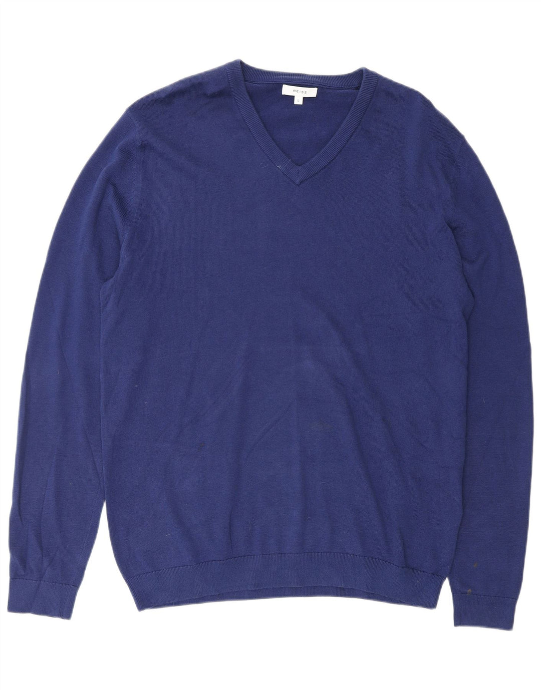 Maglione REISS da uomo con scollo a V, grande cotone blu