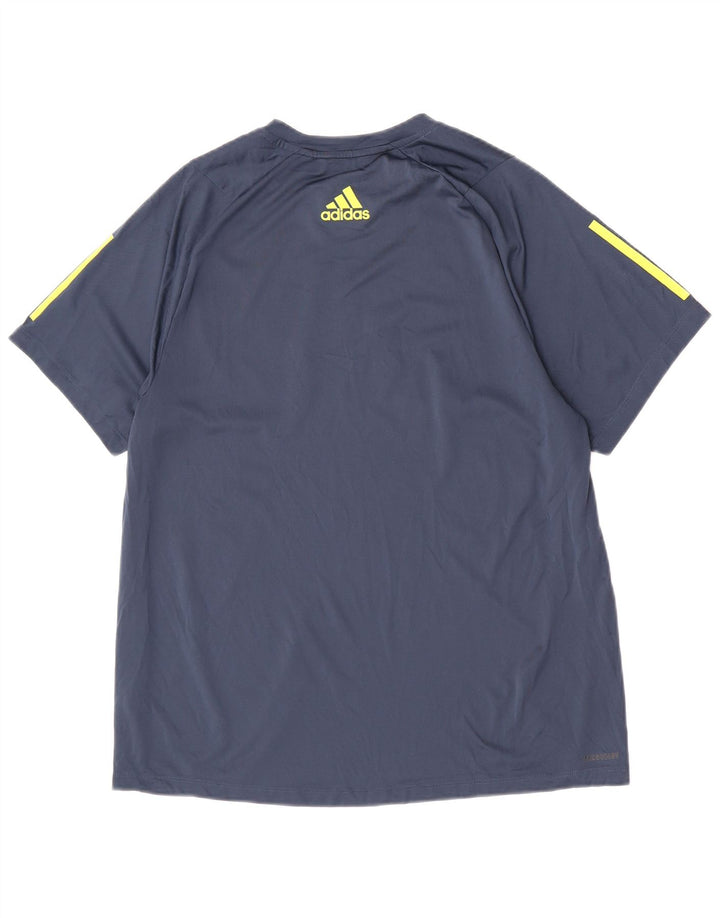 Adidas - T-shirt grafica regolare da uomo, top grande, color block blu navy