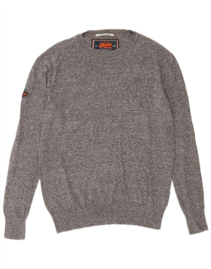 Maglione da uomo con scollo a barca Superdry in cotone grigio medio