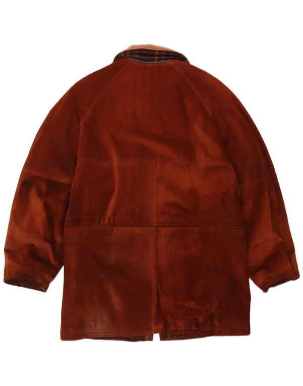 Giacca vintage in pelle scamosciata da uomo IT 54 2XL in pelle marrone