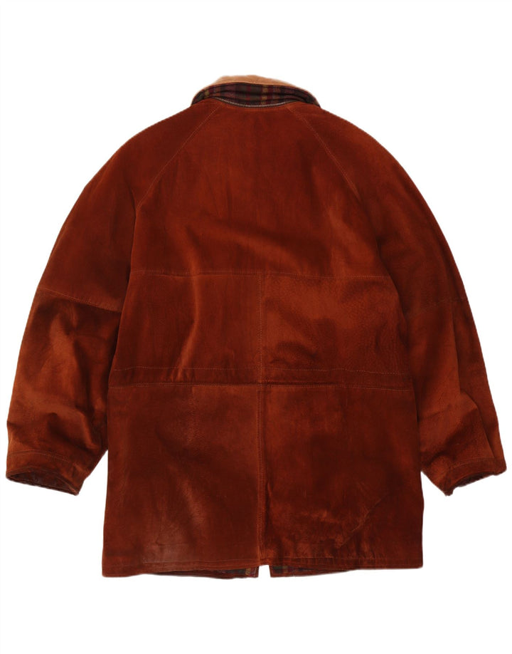 Giacca vintage in pelle scamosciata da uomo IT 54 2XL in pelle marrone