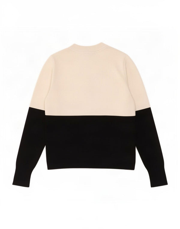 Maglione maglione girocollo corto da donna Topshop UK 10 piccolo blocco colore bianco