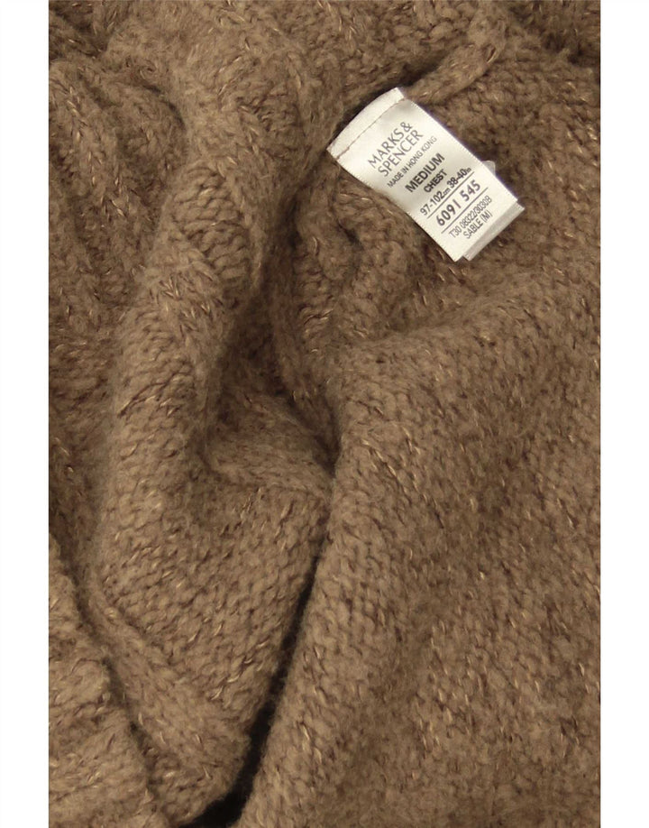 Maglione da uomo Marks & Spencer con zip e collo in acrilico marrone medio