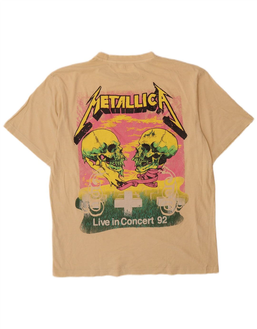 T-shirt grafica da uomo Pull & Bear Metallica in cotone giallo medio