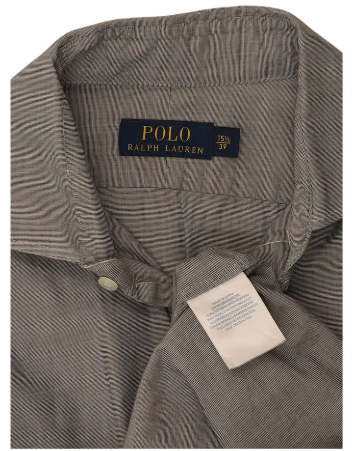 Camicia da uomo Polo Ralph Lauren taglia 39 15 1/2 cotone grigio medio