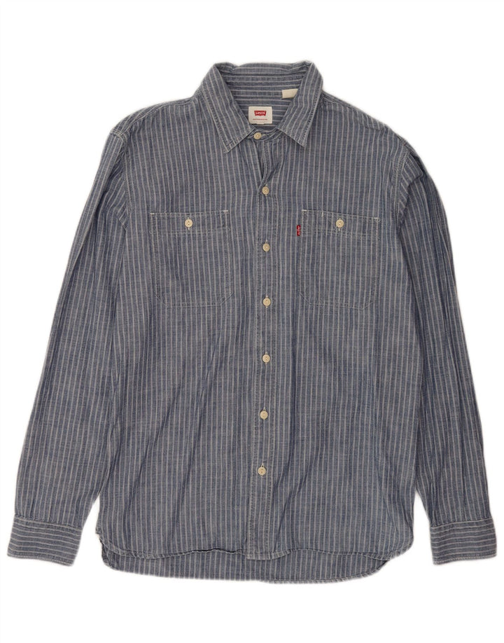 Camicia Levi's Uomo Cotone Gessato Blu Medio