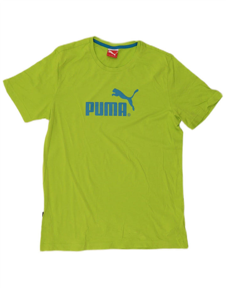 T-shirt grafica da uomo Puma Top in cotone verde medio