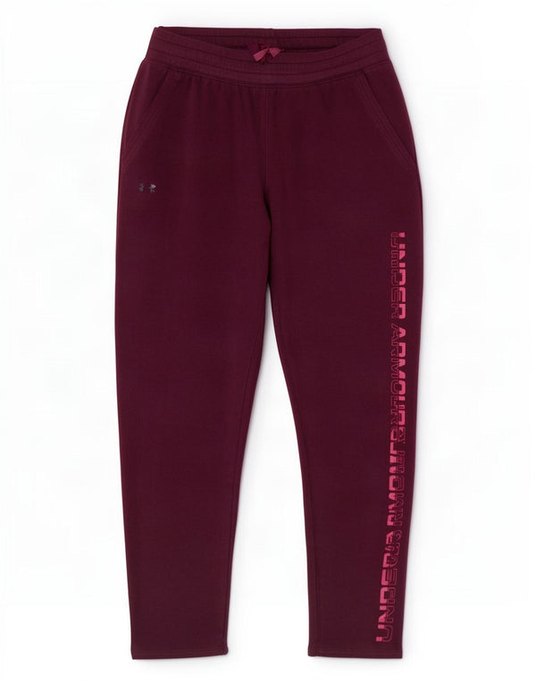 Under Armour Womens Graphic Tracksuit Trousers UK 14 Medium Maroon Cotton