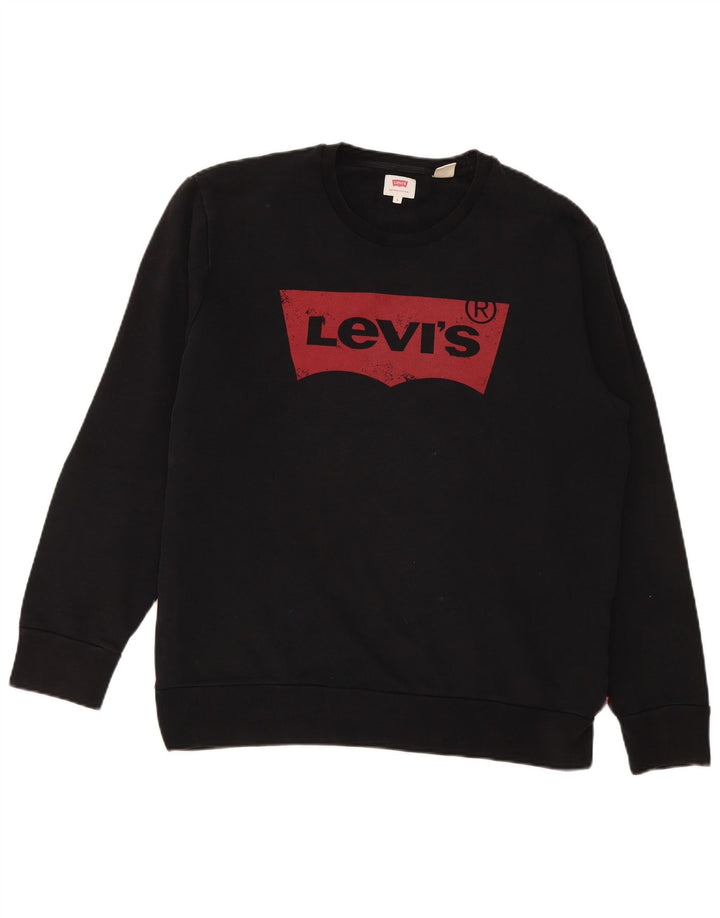 Levi's Felpa con grafica da uomo Maglione grande in cotone nero