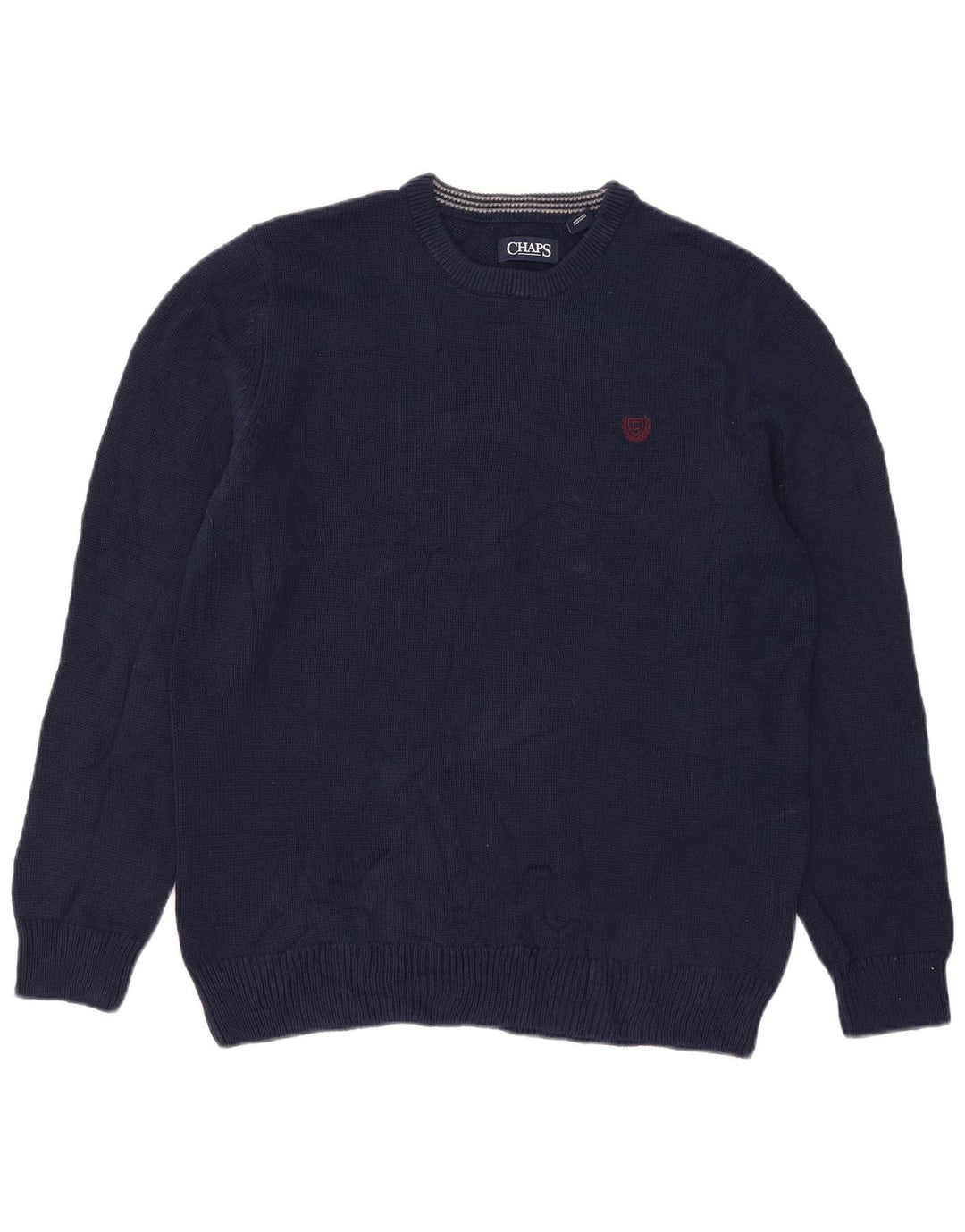 Maglione maglione girocollo da uomo Chaps in cotone blu navy medio