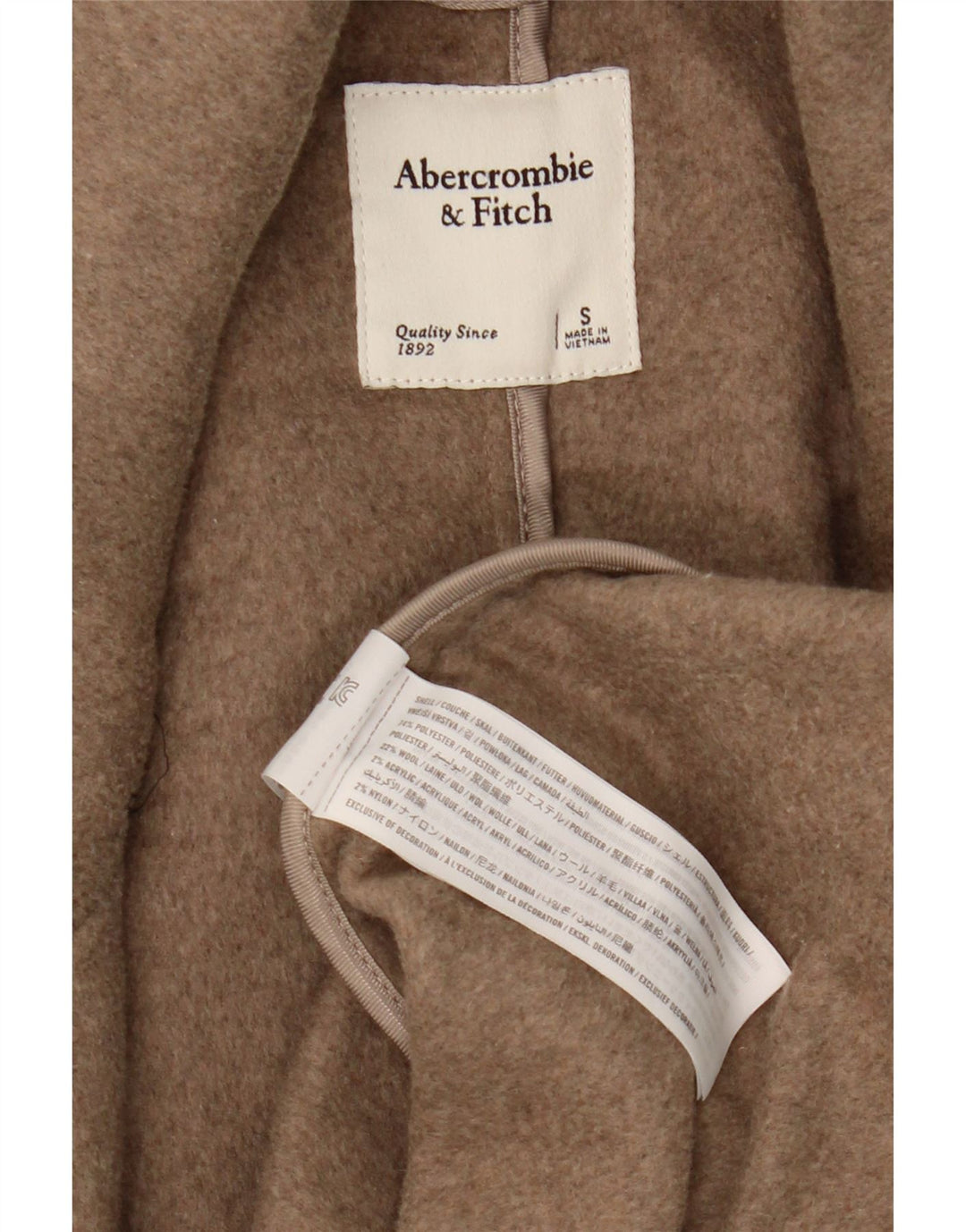 Soprabito oversize da donna Abercrombie & Fitch UK 10 Small Beige Poliestere