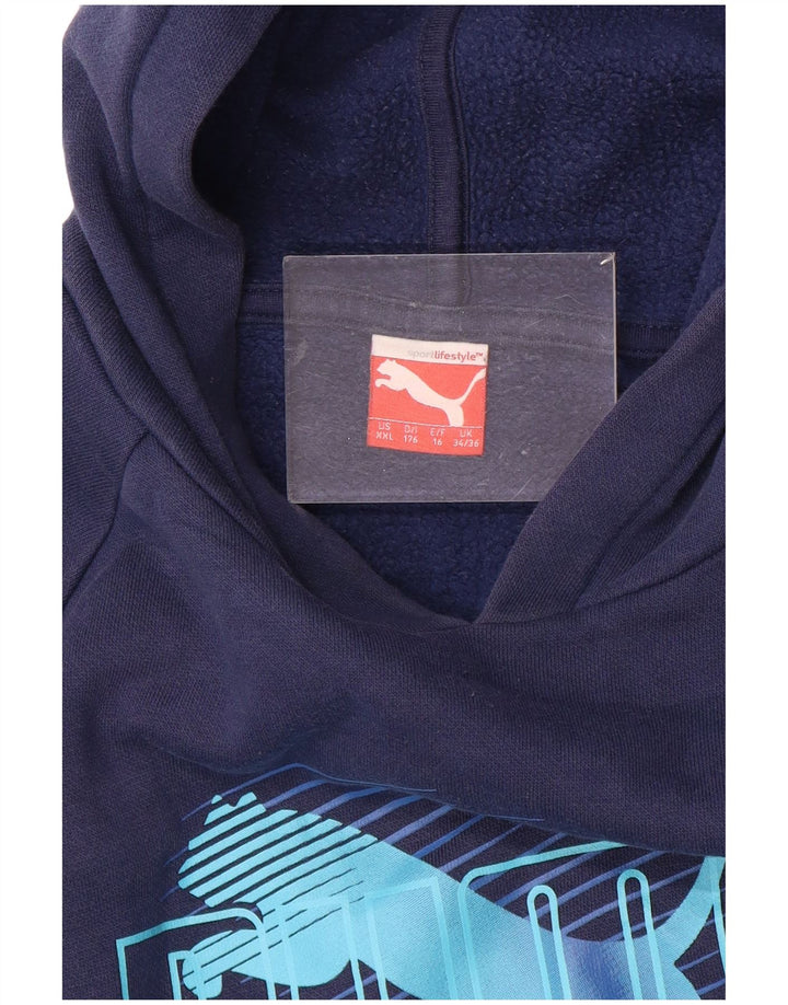 Felpa con cappuccio grafica PUMA da ragazzo 15-16 anni blu navy