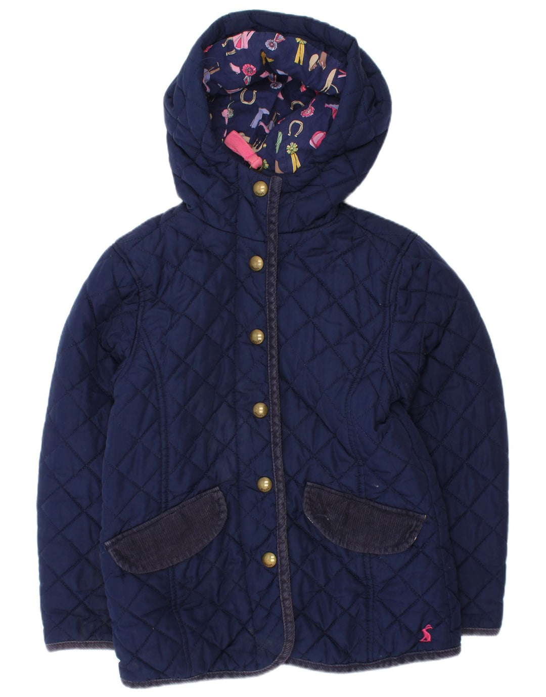 Giacca trapuntata con cappuccio per ragazze Joules 5-6 anni in poliestere blu navy