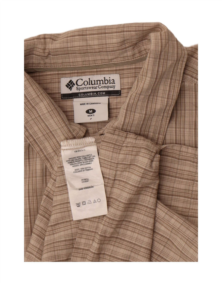 Camicia a maniche corte a quadri da uomo Columbia in cotone a quadri beige medio