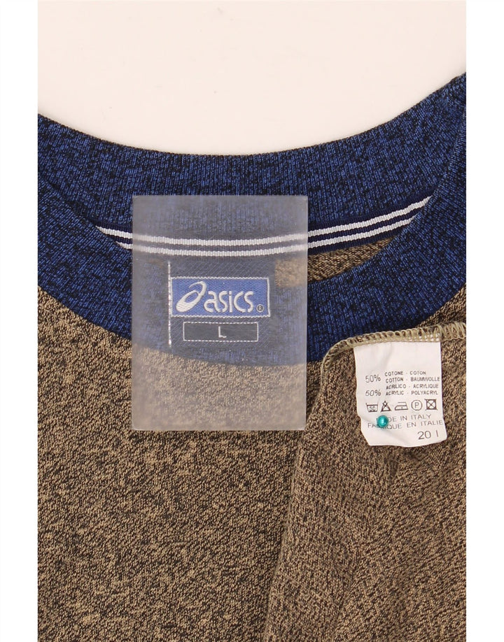T-shirt ASICS da uomo, taglia grande, in cotone color block marrone