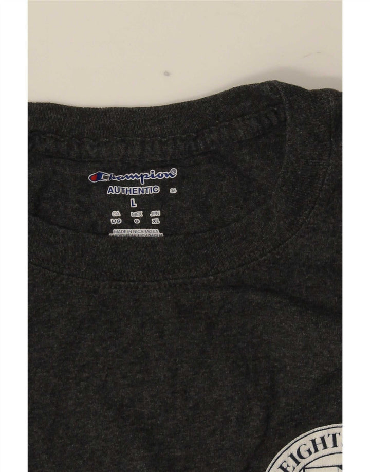 Champion Maglia da uomo con grafica Siena Heights University a maniche lunghe grande grigia