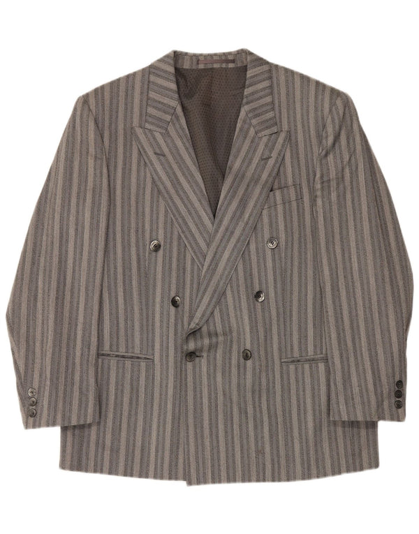 Giacca blazer doppiopetto da uomo Licona UK 40 Trevira a righe grigie grandi