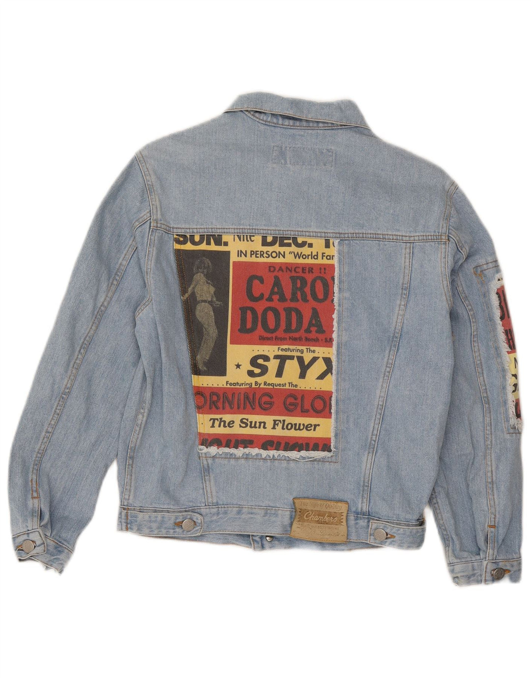 Giacca in denim grafico da donna Chambers UK 12 Cotone blu medio