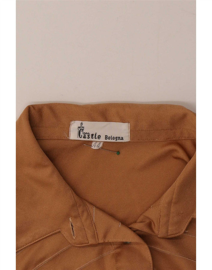 Castle camicia da donna camicetta UK 12 poliestere beige medio