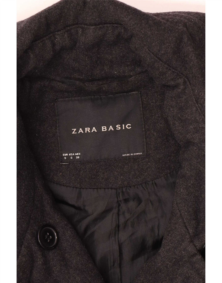 Zara Womens Pea Coat UK 10 Small Grey