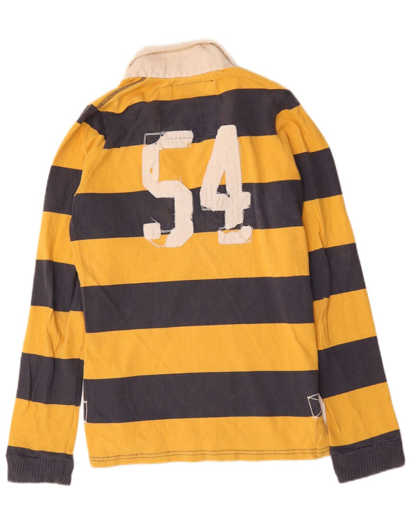 Polo da rugby da uomo a maniche lunghe con grafica Superdry a righe gialle medie