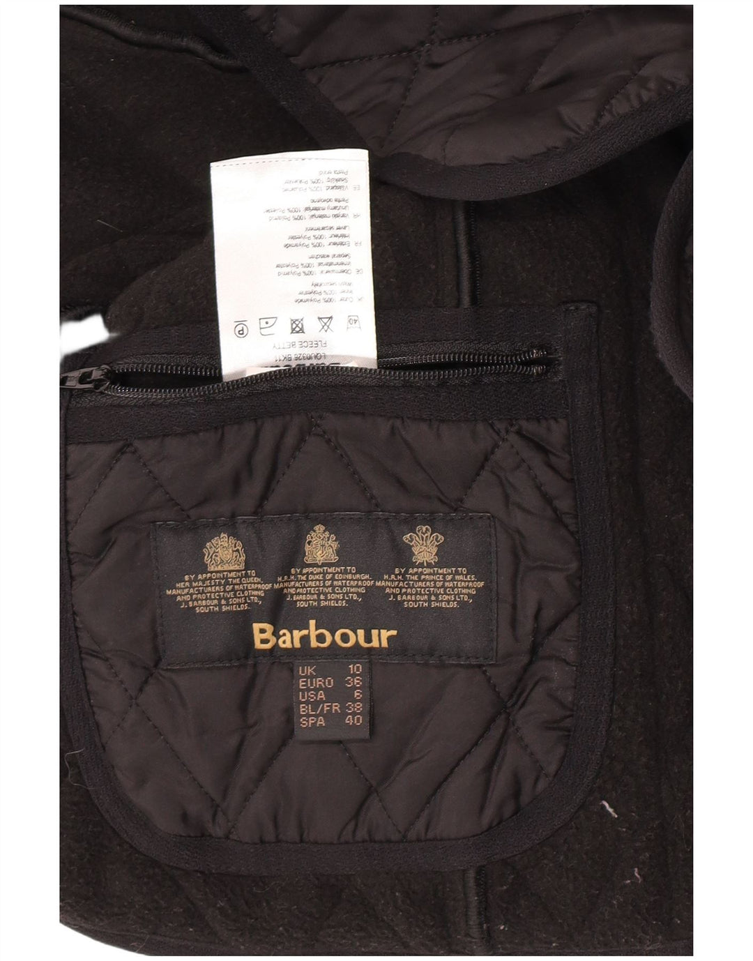 Gilet trapuntato da donna Barbour UK 10 piccolo nero in poliammide