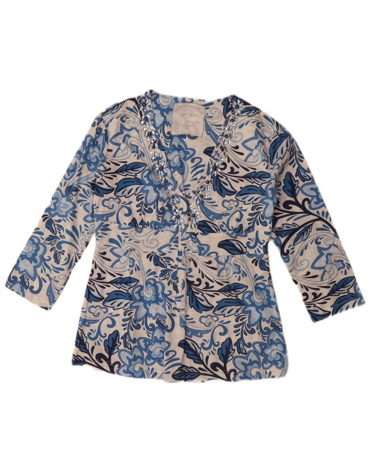 Camicetta da donna con maniche a 3/4 Camomilla IT 44 Cotone floreale blu medio