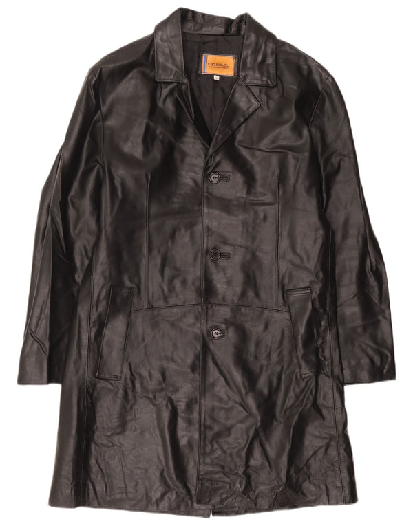 Cappotto in pelle da uomo Catbalou UK 40 grande in pelle nera