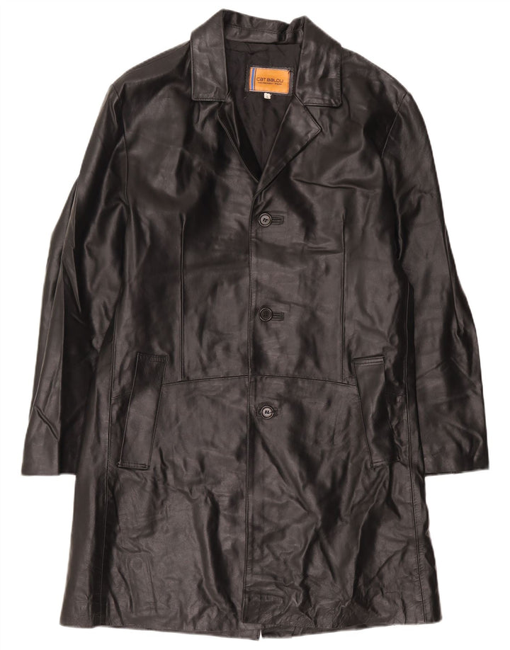 Cappotto in pelle da uomo Catbalou UK 40 grande in pelle nera