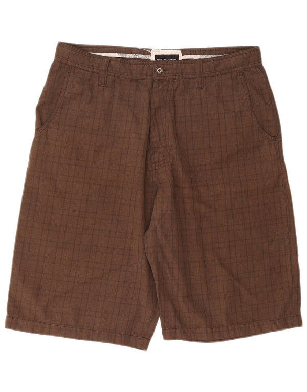 BILLABONG Mens Chino Shorts W33 Medium Brown Check Polyester
