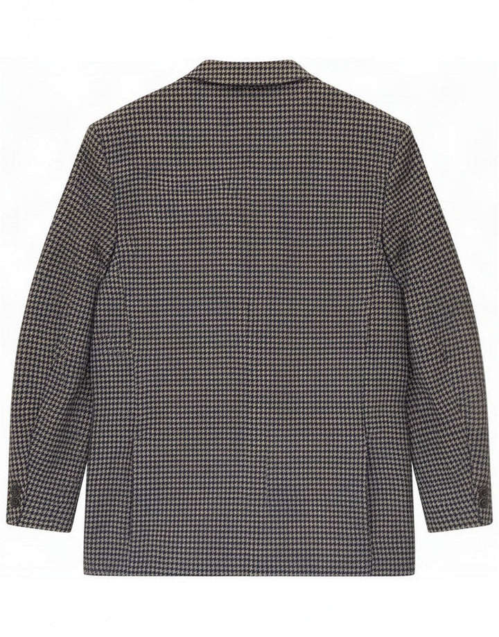 Esclusiva giacca blazer a 2 bottoni da uomo UK 40 grande grigio pied de poule nuova lana