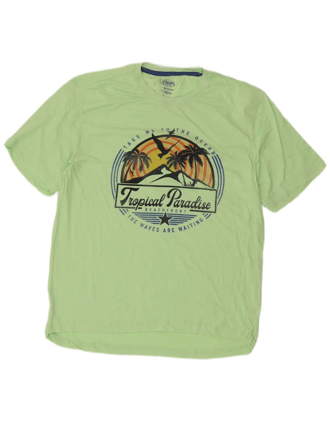 CHAPS Mens Graphic T-Shirt Top 2XL Green Cotton