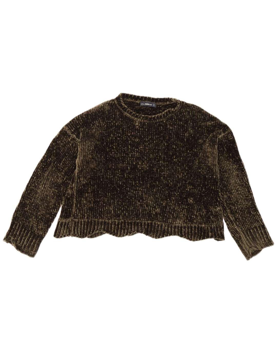 Maglione girocollo oversize da donna Zara UK 10 piccolo kaki