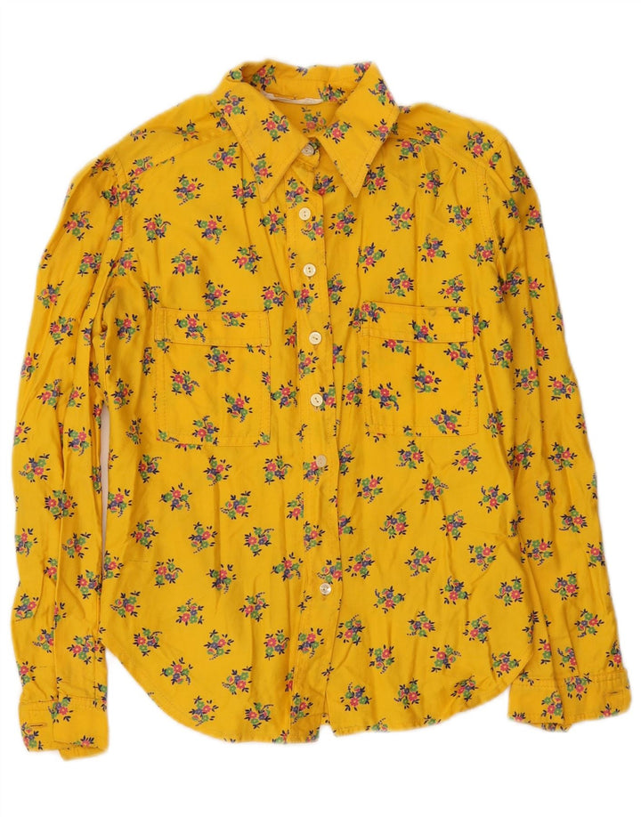 Camicia da donna vintage UK 8 piccolo floreale giallo