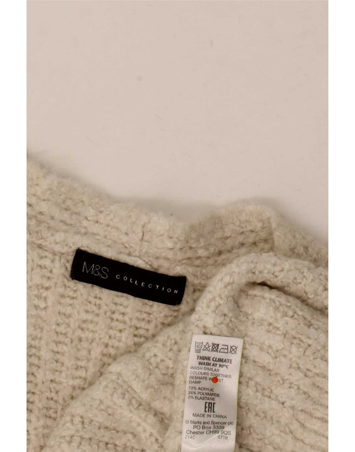 Maglione cardigan aperto lungo da donna Marks & Spencer UK 10 piccolo Beige
