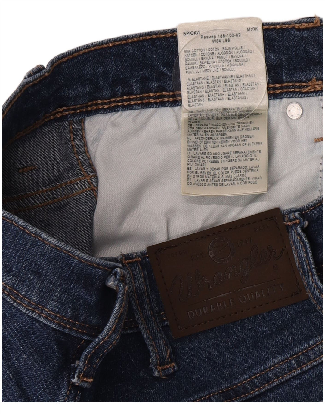 Jeans dritti da uomo Wrangler vestibilità regolare W33 L34 cotone blu