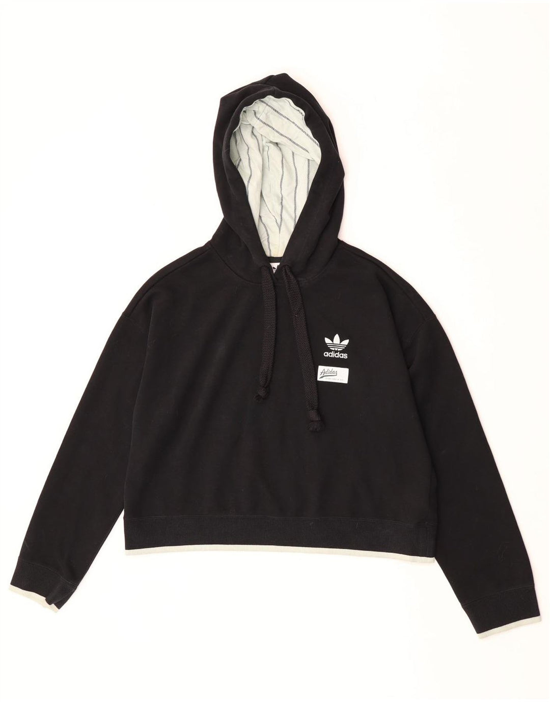 Maglione con cappuccio oversize corto da donna Adidas UK 10 piccolo poliestere nero