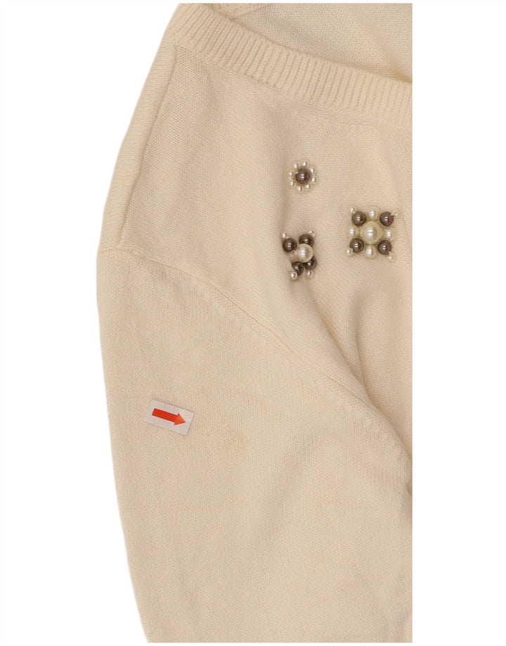 MARKS & SPENCER maglione da donna con scollo a barca UK 14 grande bianco sporco